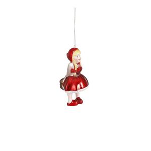 Luville Ornament Roodkapje glas rood - l5,5xb6xh13cm