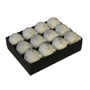 Othmar decorations 12x Luxe Glazen Sneeuwvlokken/sterren Kerstballen Wit 7,5 Cm - Kerstbal