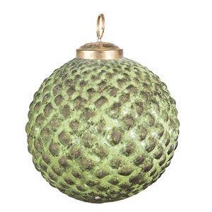 Clayre & Eef Kerstbal Ø 10 Cm Groen Bruin Glas Kerstdecoratie Kerstversiering Kerstboomversiering Groen Kerstdecoratie