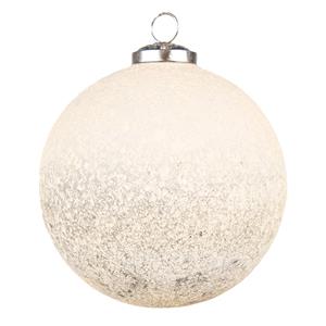 Clayre & Eef Kerstbal Ø 12 Cm Beige Glas Metaal Kerstdecoratie Kerstversiering Kerstboomversiering Beige Kerstdecoratie