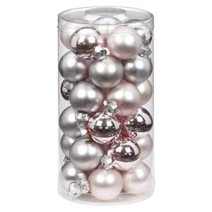 30x Stuks Kleine Glazen Kerstballen Lichtroze 4 Cm - Kerstbal