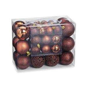 Wurm 50x Stuks Kunststof Kerstballen Bruin 3, 4 En 6 Cm - Kerstbal