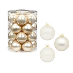 20x Stuks Glazen Kerstballen Champagne Mix 6 Cm Glans En Mat - Kerstbal