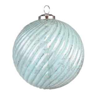 Clayre & Eef Kerstbal Xl Ø 15 Cm Turquoise Glas Metaal Kerstdecoratie Kerstversiering Kerstboomversiering Turquoise