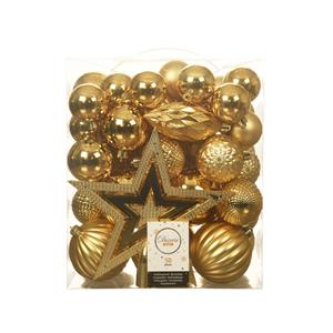 Decoris Set Van 49x Stuks Kunststof Kerstballen Met Ster Piek Goud Mix - Kerstbal