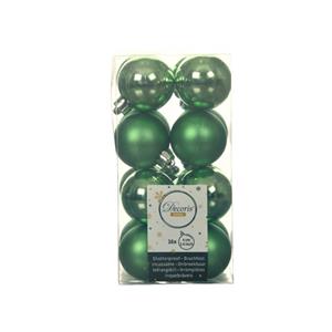 Decoris 16x Stuks Kunststof Kerstballen Groen 4 Cm Glans/mat - Kerstbal