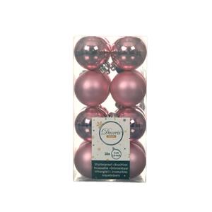 Decoris 16x Stuks Kunststof Kerstballen Lippenstift Roze 4 Cm Glans/mat - Kerstbal