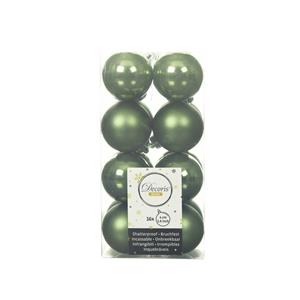 Decoris 16x Stuks Kunststof Kerstballen Mos Groen 4 Cm Glans/mat - Kerstbal