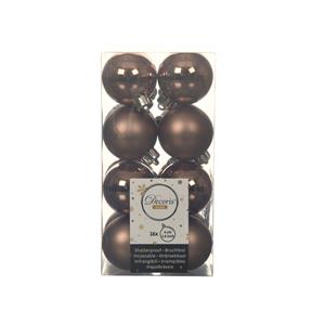 Decoris 16x Stuks Kunststof Kerstballen Walnoot Bruin 4 Cm Glans/mat - Kerstbal