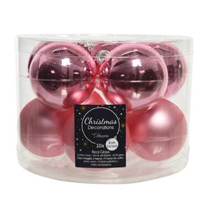 Decoris 10x Stuks Glazen Kerstballen Lippenstift Roze 6 Cm Mat/glans - Kerstbal