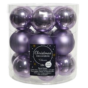 Decoris 18x Stuks Kleine Glazen Kerstballen Heide Lila Paars 4 Cm Mat/glans - Kerstbal