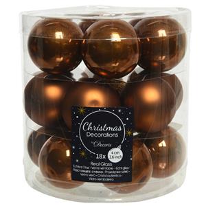 Decoris 18x Stuks Kleine Glazen Kerstballen Kaneel Bruin 4 Cm Mat/glans - Kerstbal