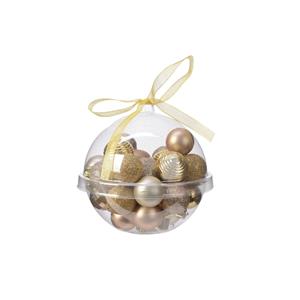 Decoris 30x Stuks Kleine Kunststof Kerstballen Bruin/goud/champagne 3 Cm - Kerstbal