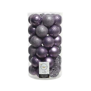 Decoris 37x Stuks Kunststof Kerstballen Heide Lila Paars 6 Cm Glans/mat/glitter Mix - Kerstbal