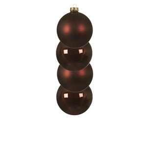 Decoris 4x Stuks Glazen Kerstballen Mahonie Bruin 10 Cm Mat/glans - Kerstbal