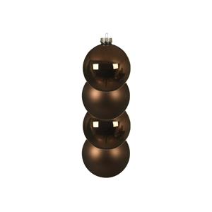 Decoris 4x Stuks Glazen Kerstballen Walnoot Bruin 10 Cm Mat/glans - Kerstbal