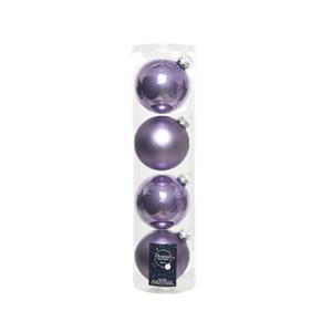 Decoris 4x Stuks Glazen Kerstballen Heide Lila Paars 10 Cm Mat/glans - Kerstbal