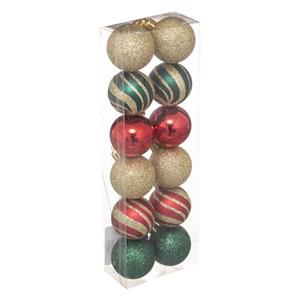 Atmosphera 12x Stuks Kerstballen Mix Goud/rood/groen Glans/mat/glitter Kunststof 4 Cm - Kerstbal