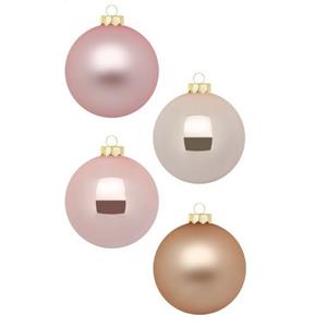 Christmas goods 12x stuks glazen kerstballen parel roze 8 cm glans en mat -