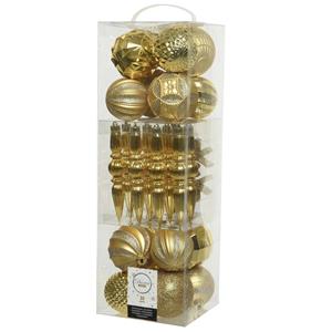 Decoris 30x Stuks Kunststof Kerstballen En Ornamenten Goud Mix - Kerstbal