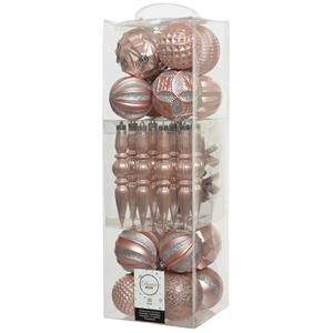 Decoris 30x Stuks Kunststof Kerstballen En Ornamenten Lichtroze Mix - Kerstbal