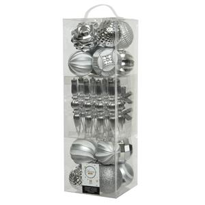 Decoris 30x Stuks Kunststof Kerstballen En Ornamenten Zilver Mix - Kerstbal