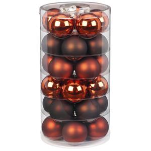 Christmas goods 30x stuks glazen kerstballen kastanje bruin 6 cm glans en mat -