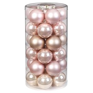 Christmas goods 30x stuks glazen kerstballen parel roze 6 cm glans en mat -