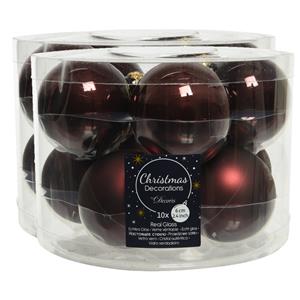 Decoris 30x stuks glazen kerstballen mahonie bruin 6 cm mat/glans -