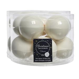 Decoris 30x stuks glazen kerstballen wol wit 6 cm mat/glans -