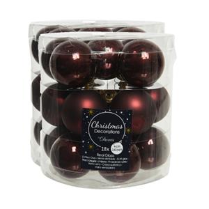 Decoris 54x stuks kleine glazen kerstballen mahonie bruin 4 cm mat/glans -