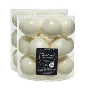 Decoris 54x stuks kleine glazen kerstballen wol wit 4 cm mat/glans -