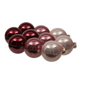 Othmara decorations 12x stuks glazen kerstballen roze tinten 8 cm mat/glans -