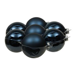 Othmara decorations 8x stuks glazen kerstballen donkerblauw 10 cm mat/glans -