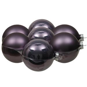 Othmara decorations 8x stuks glazen kerstballen lila paars 10 cm mat/glans -