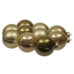 Othmara decorations 12x stuks glazen kerstballen dusky lime goud/groen tinten 8 cm mat/glans -