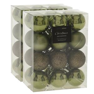 Christmas Decoration 48x stuks mini kerstballen mix groen tinten kunststof 3 cm -