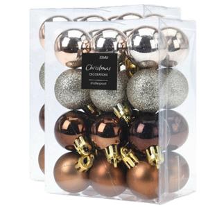 Christmas Decoration 48x stuks mini kerstballen mix herfstkleuren kunststof 3 cm -