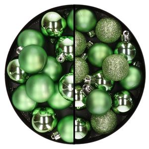 Decoris 30x stuks kunststof kerstballen groen 3 en 4 cm -