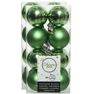 Decoris 32x stuks kunststof kerstballen groen 4 cm glans/mat -