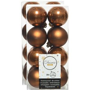 Decoris 32x stuks kunststof kerstballen kaneel bruin 4 cm glans/mat -