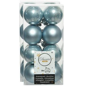 Decoris 32x stuks kunststof kerstballen lichtblauw 4 cm glans/mat -