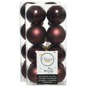 Decoris 32x stuks kunststof kerstballen mahonie bruin 4 cm glans/mat -