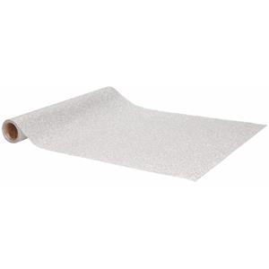 Set van 2x stuks kerst diner tafelloper zilver met glitters 250 x 28 cm -