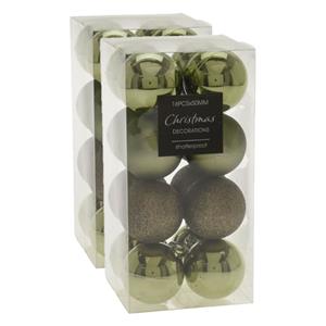 Christmas Decoration 32x stuks kerstballen mix groen tinten kunststof 5 cm -