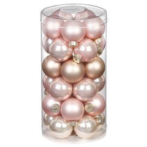 Christmas goods 60x stuks kleine glazen kerstballen parel roze 4 cm -