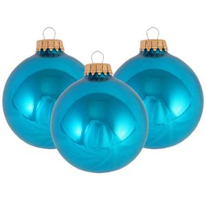 Bellatio 8x stuks glazen kerstballen 7 cm tropical aqua blauw -