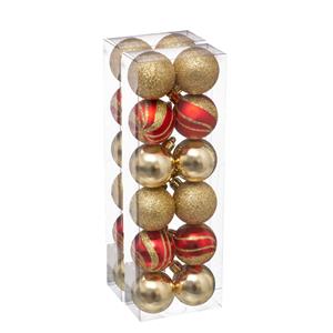 24x stuks kerstballen mix goud/rood glans/mat/glitter kunststof 4 cm -