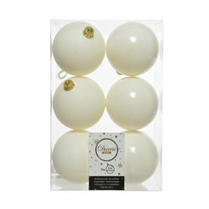 Decoris 24x stuks kunststof kerstballen wol wit 8 cm glans/mat -