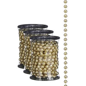 House of Seasons 3x stuks kerstboom kralenslingers goud 500 cm kerstslingers -